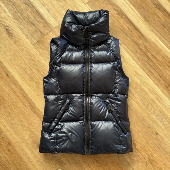 SAM Freedom goose Down Puffer Vest women’s S zip pockets navy blue - Picture 4 of 11